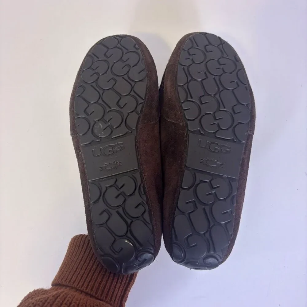 UGG Brown Suede Fur Lined Slide Slipper Shoes Men's‎ 9
